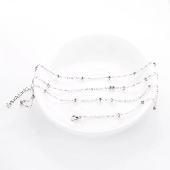 Silver tone single layer belly chain - Picture 2 of 5